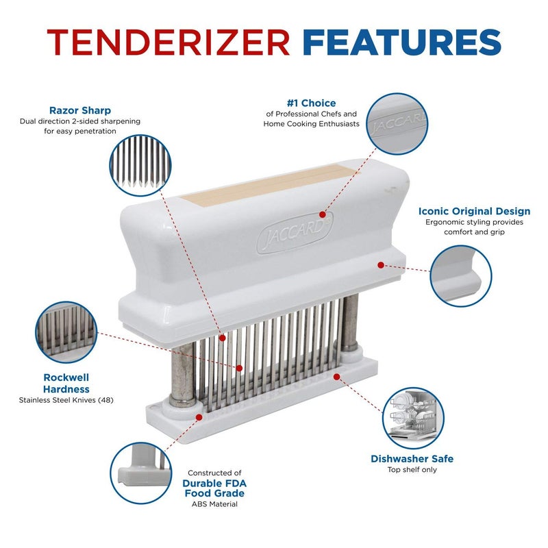 Jaccard 200348T, 48 Blade Durable Meat Tenderizer with Stainless Steel Razor Sharp Needle, Cooking Gadget for Tenderizing Chicken, Beef, Pork, Veal, BBQ, Tan - Image 3